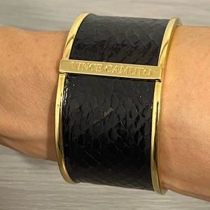 Vince Camuto Gold and Faux Leather Snake Skin Bangle Bracelet